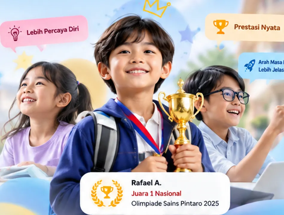 Ilustrasi anak-anak antusias belajar dan meraih prestasi